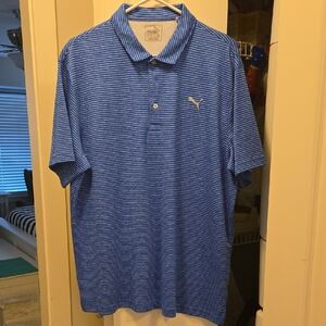 Puma Men's Striped Blue Polo Shirt